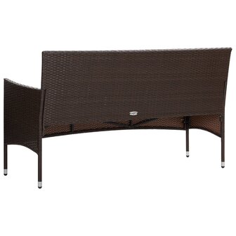 4-delige Loungeset met kussens poly rattan bruin