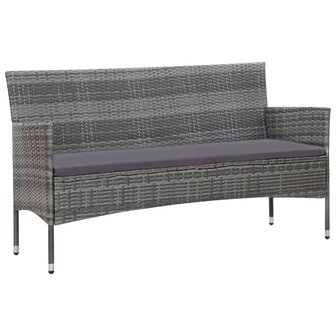 4-delige Loungeset met kussens poly rattan grijs