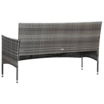 4-delige Loungeset met kussens poly rattan grijs
