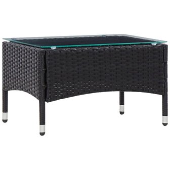 4-delige Loungeset met kussens poly rattan zwart