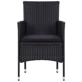 4-delige Loungeset met kussens poly rattan zwart