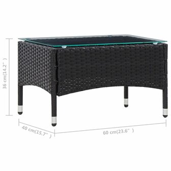 4-delige Loungeset met kussens poly rattan zwart