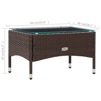 5-delige Loungeset met kussens poly rattan bruin