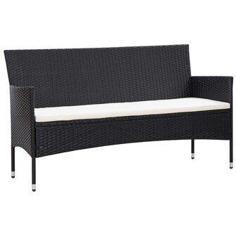 5-delige Loungeset met kussens poly rattan zwart