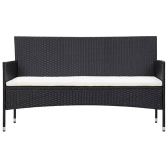 5-delige Loungeset met kussens poly rattan zwart