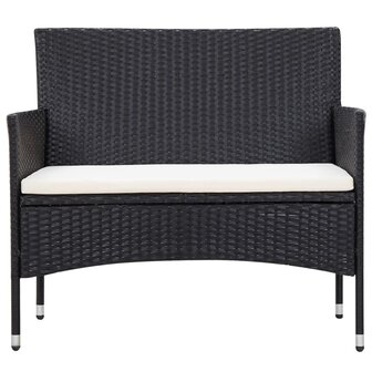5-delige Loungeset met kussens poly rattan zwart