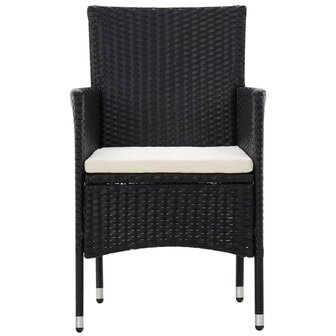 5-delige Loungeset met kussens poly rattan zwart