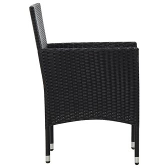 5-delige Loungeset met kussens poly rattan zwart
