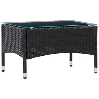 5-delige Loungeset met kussens poly rattan zwart