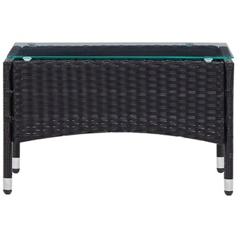 5-delige Loungeset met kussens poly rattan zwart