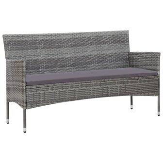 5-delige Loungeset met kussens poly rattan grijs