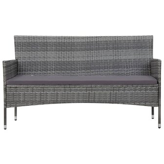 5-delige Loungeset met kussens poly rattan grijs