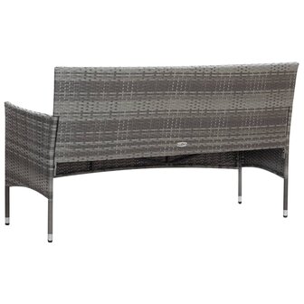 5-delige Loungeset met kussens poly rattan grijs