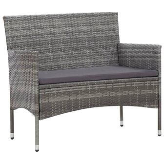 5-delige Loungeset met kussens poly rattan grijs