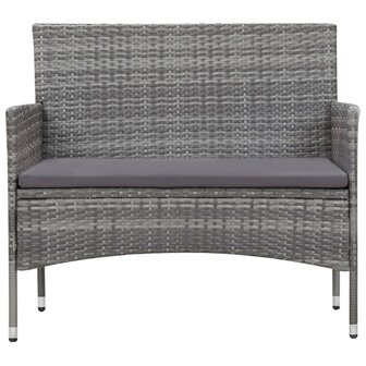 5-delige Loungeset met kussens poly rattan grijs