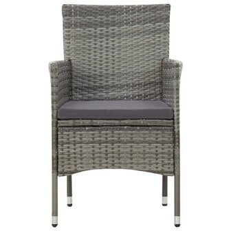 5-delige Loungeset met kussens poly rattan grijs