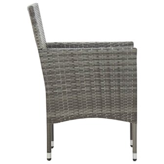 5-delige Loungeset met kussens poly rattan grijs