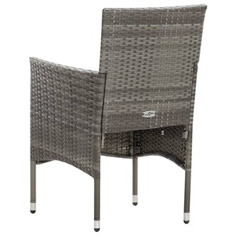 5-delige Loungeset met kussens poly rattan grijs