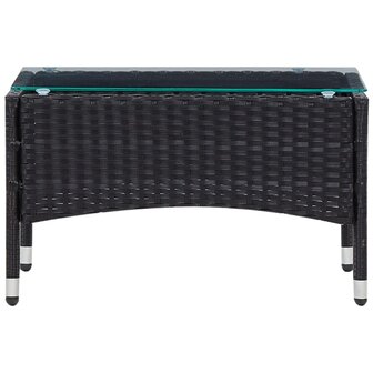 5-delige Loungeset met kussens poly rattan zwart