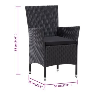 9-delige Tuinset poly rattan zwart