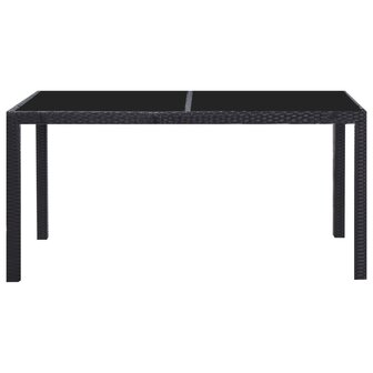 7-delige Tuinset poly rattan zwart