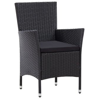 7-delige Tuinset poly rattan zwart