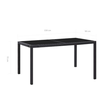 7-delige Tuinset poly rattan zwart