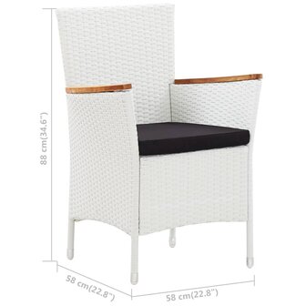 9-delige Tuinset poly rattan wit