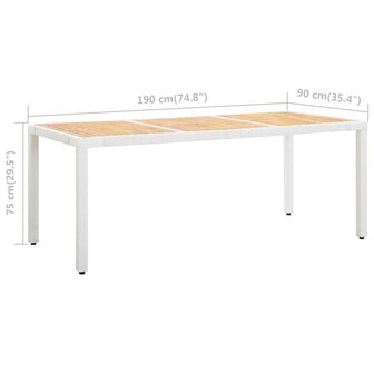 9-delige Tuinset poly rattan wit