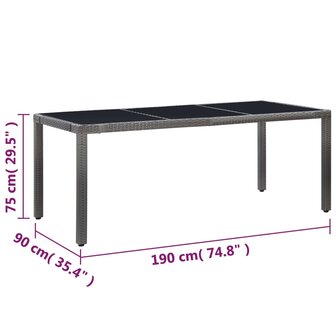9-delige Tuinset poly rattan grijs