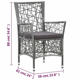 9-delige Tuinset poly rattan grijs