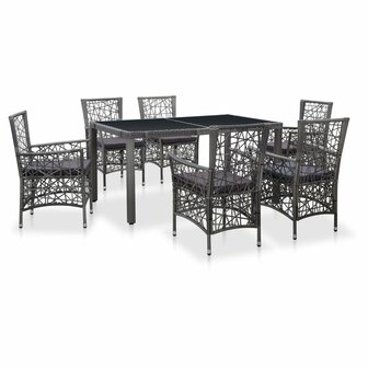 7-delige Tuinset poly rattan grijs