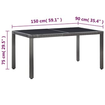 7-delige Tuinset poly rattan grijs