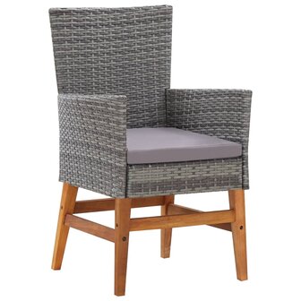 7-delige Tuinset poly rattan en acaciahout grijs