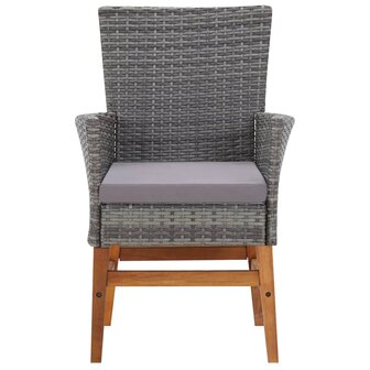 7-delige Tuinset poly rattan en acaciahout grijs