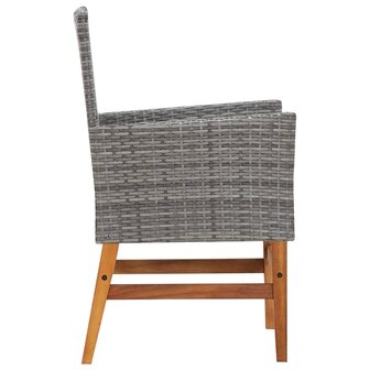 7-delige Tuinset poly rattan en acaciahout grijs