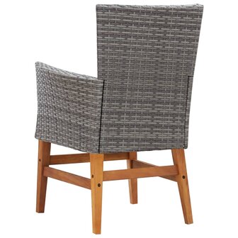 7-delige Tuinset poly rattan en acaciahout grijs