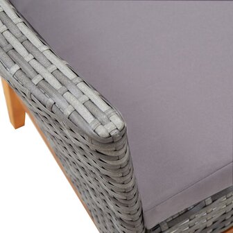 7-delige Tuinset poly rattan en acaciahout grijs