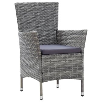 9-delige Tuinset met kussens poly rattan grijs
