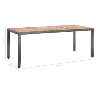 9-delige Tuinset met kussens poly rattan grijs