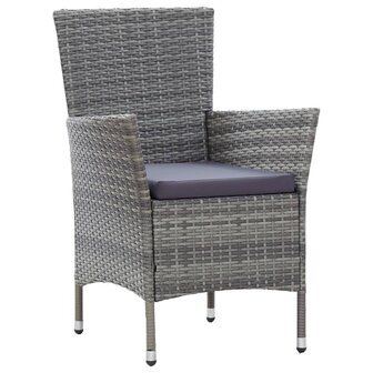 7-delige Tuinset met kussens poly rattan grijs