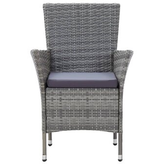 7-delige Tuinset met kussens poly rattan grijs
