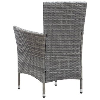 7-delige Tuinset met kussens poly rattan grijs