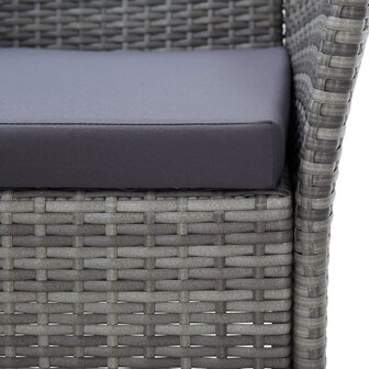 7-delige Tuinset met kussens poly rattan grijs