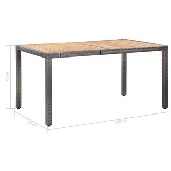 7-delige Tuinset met kussens poly rattan grijs