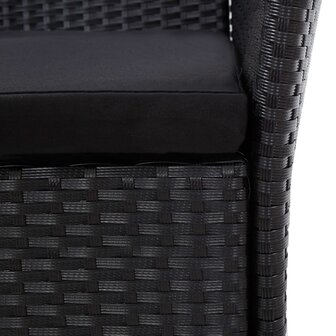 9-delige Tuinset met kussens poly rattan zwart