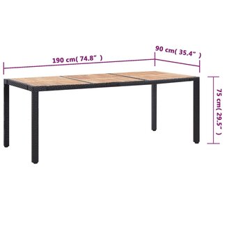 9-delige Tuinset met kussens poly rattan zwart