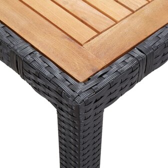 7-delige Tuinset met kussens poly rattan zwart