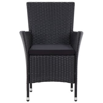 7-delige Tuinset met kussens poly rattan zwart