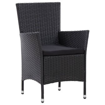 7-delige Tuinset met kussens poly rattan zwart